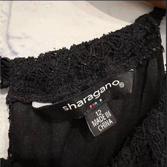 Sharagano Black Embroidered Lace Stretch Halter Long Maxi Dress - Picture 5 of 6